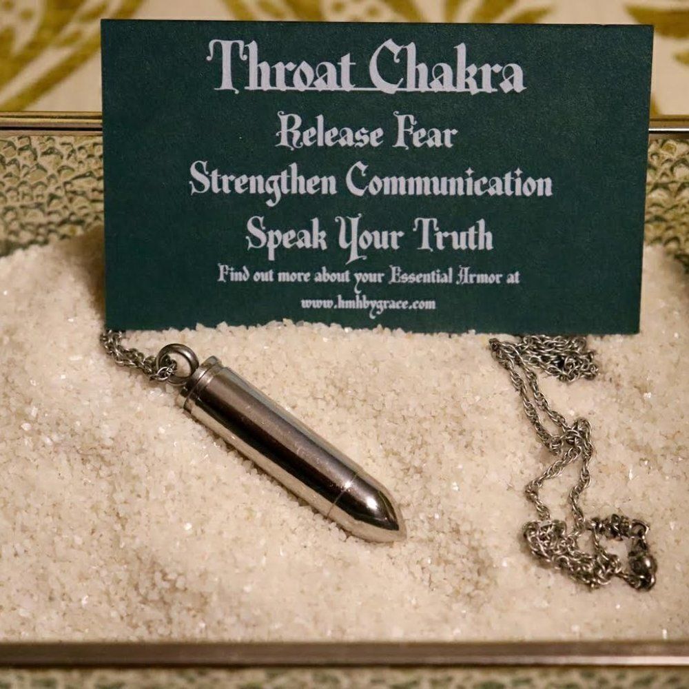 Silver Steel Bullet Pendant Necklace w/ Tea Tree Essential Oil